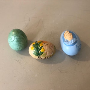 1980s Vintage Handmaid Cermaic Easter Eggs  (Set of 3); Vintage Easter Decor - Tiered Tray Decor