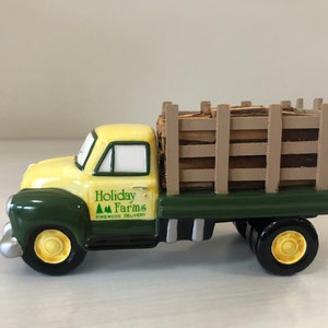 Dept 56; Firewood Delivery Truck : Snow Village Department 56 RETIRED, Vintage Christmas Village Accessory, Holiday Scene Decor