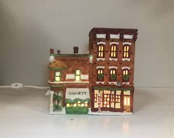 Dept 56: Variety Store & Barbershop- Christmas in the City; Department 56 RETIRED