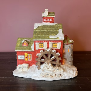 Dept 56: J. Young's Granary; Snow Village Series, Department 56 RETIRED - Vintage Christmas Village Ceramic Lighted House, Christmas Scene