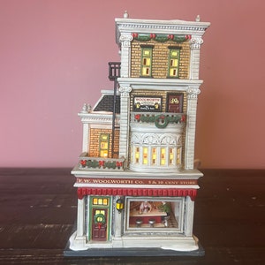 Dept 56- Woolworth's: Christmas in the City Series; Department 56, RETIRED- Christmas Village Porcelain Lighted House, Miniature Scene