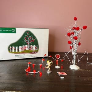 Dept 56; Valentine&#39;s Decorating Set, Village Accessories; Department 56 RETIRED - Vintage Vallentine&#39;s Day Village Accessory, Holiday Scene