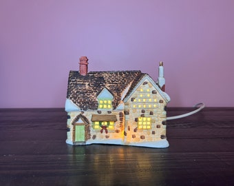Dept 56: 1985 Dicken's Village Stone Cottage- Dickens' Village Series; Department 56 - RETIRED, Vintage Christmas Village Lighted House