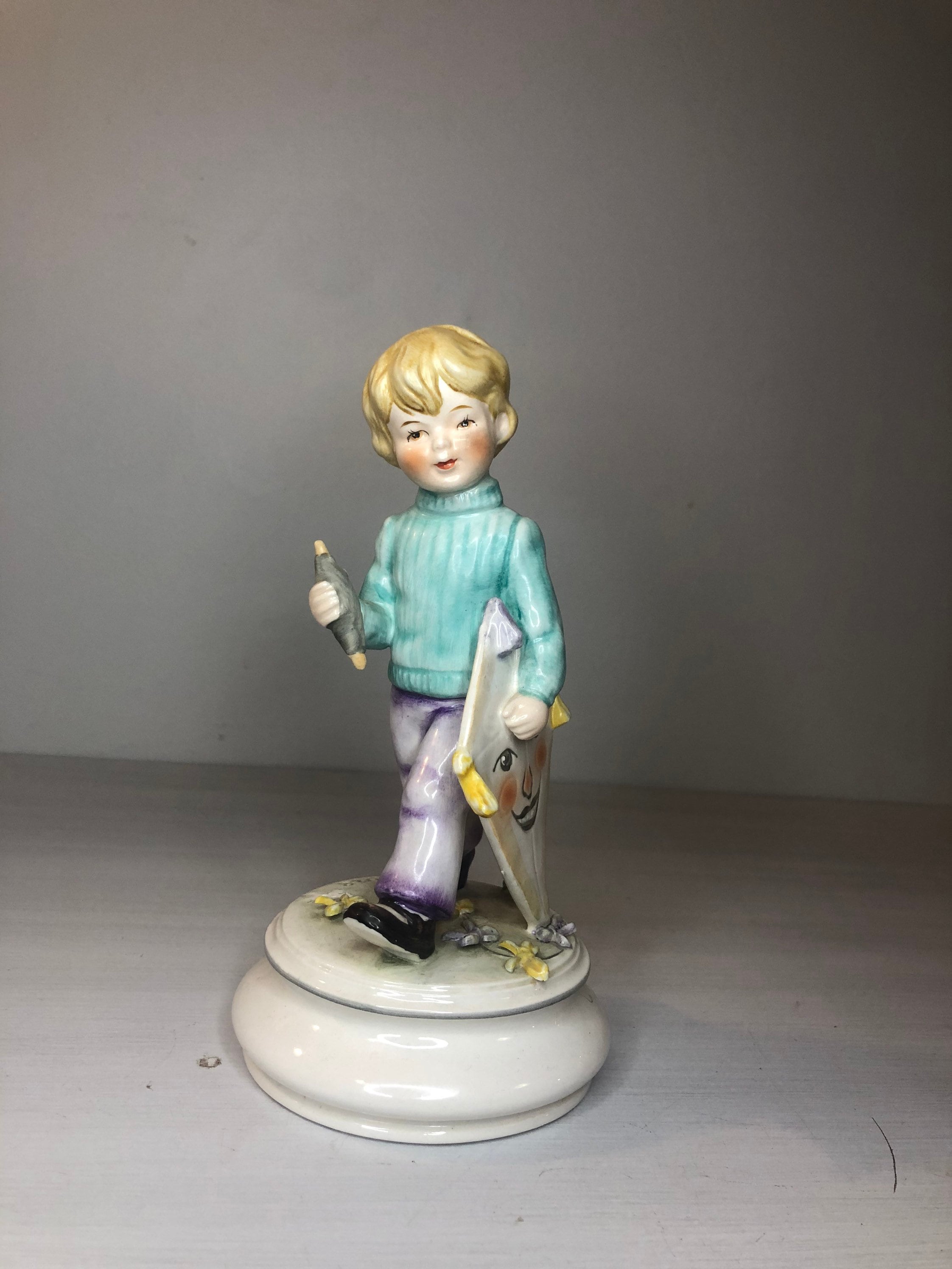 1990s Vintage Goebel Lore Hummel Figurine; Blumenkinder - Boy with Kite #11 297 20: Limited Edition- TMK- 7