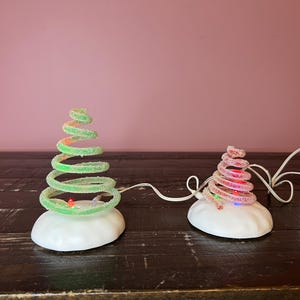 Dept 56 - Lit Spiral Trees, Set of 2: Snow Village; Department 56; Vintage Christmas Village Accessory, Holiday Village Scene Decor