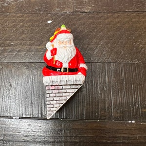 Dept 56: Down the Chimney He Goes! - Snow Village Series;  Department 56 RETIRED - Vintage Christmas Village Accessory, Village Scene