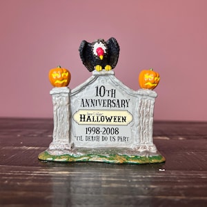 Dept 56: Halloween 10th Anniversary Sign - Halloween Snow Village Series- Department 56 -RETIRED; Vintage Halloween Fall Village Decorations