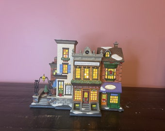 Dept 56: 5th Avenue Shoppes- Christmas in the City Series; Department 56 RETIRED -Vintage Christmas Village; Holiday Porcelain Lighted House