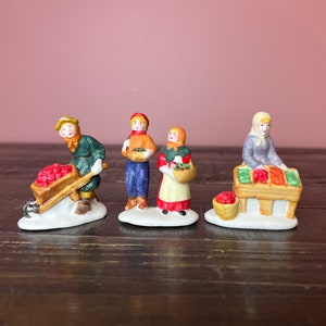 Vintage Lemax Christmas Figurines; Christmas Village Ceramic Accessory; Miniature Winter - Holiday Scene; Farm Figurines