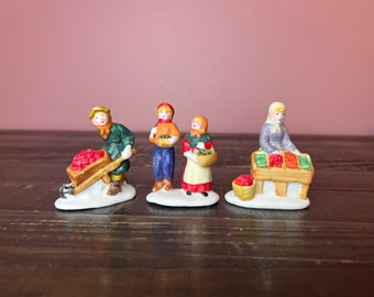 Vintage Lemax Christmas Figurines; Christmas Village Ceramic Accessory; Miniature Winter - Holiday Scene; Farm Figurines