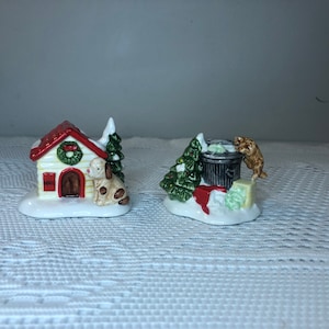 Dept 56: Cat and Dog (Set of 2) - Snow Village Series;  Department 56 RETIRED-Vintage Christmas Village Accessory, Miniature Christmas Scene
