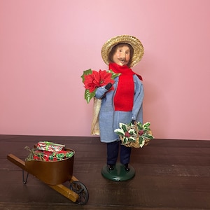 1997 Vintage Byers Choice Caroler - Gardener with Wheelbarrow- Vintage Handmade Doll, Antique Caroler, Christmas Caroler, Unique Caroler