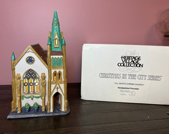 Dept 56: All Saints Corner Church- Christmas in the City; Department 56 RETIRED - Vintage Dept 56 ; Christmas Village Scene / Decor