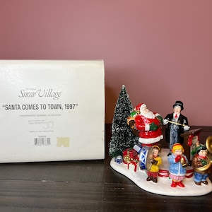 Dept 56: Santa Comes To Town, 1997- Snow Village Series;  Department 56 RETIRED - Vintage Christmas Village Accessory, Santa Christmas Scene