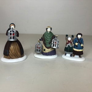 Dept 56: The Bird Seller- Dickens&#39; Series Village; Department 56 - RETIRED, Vintage Christmas Village Accessory, Miniature Christmas Scene