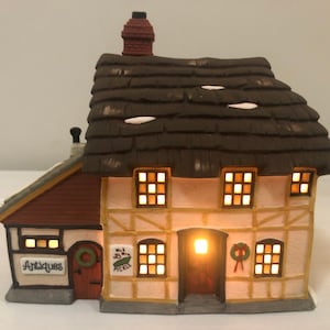 Dept 56- Mr. & Mrs. Pickle: Dickens&#39; Village Series; Department 56-RETIRED, Vintage Christmas Village Porcelain Lighted House, Village Scene