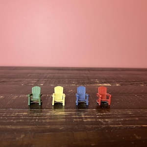 Dept 56: Adirondack Chairs, Set of 4 - Seasons Bay Series; Department 56 - RETIRED; Vintage Hand Painted Miniature Village Accessories