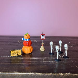 Dept 56: Halloween Decorating Set; Halloween Snow Village Series- Department 56 - RETIRED; Vintage Halloween Fall Village Decorations