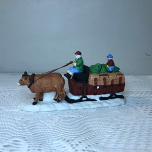 Dept 56- Ox Sled- Dickens&#39; Village Series: Department 56 RETIRED - Vintage Christmas Village Accessory - Miniature Christmas Scene
