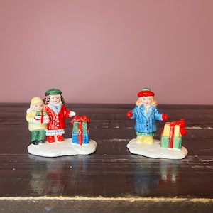 Dept 56- Shopping Girls With Packages - Snow Village Department 56 RETIRED; Vintage Christmas Village Accessory, Holiday Village Decor