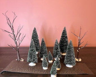 Dept 56- Village Landscape - 14 Piece Set- Snow Village : Department 56 RETIRED; Vintage Christmas Village Tree Accessory Set