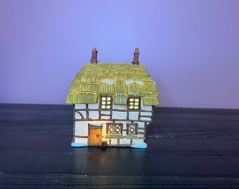 Dept 56: 1985 Dicken's Village Thatched Cottage- Dickens' Village Series; Department 56 - RETIRED, Vintage Christmas Village Lighted House