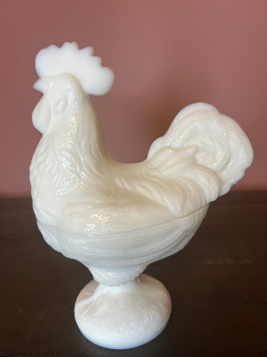 Vintage Westmoreland Milk Glass Rooster Candy Dish With Etsy