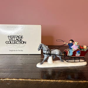 Dept 56- Sleighride On The Bay- Exculsive Designs: Department 56 RETIRED; Vintage Christmas Village Accessory, Miniature Christmas Scene