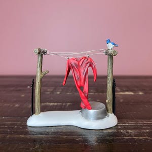 Dept 56- Woodland Clothesline -  General Village Accessories: Department 56 RETIRED - Christmas Holiday Winter Village Accessory Scene Decor