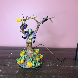 Dept 56: Witch Crash; Halloween Snow Village - Department 56 -RETIRED; Vintage Halloween Fall Village Decor; Miniature Halloween