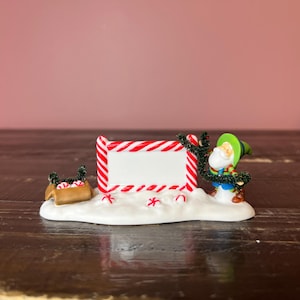 Dept 56: Village Peppermint Sign -North Pole Series; Department 56 - RETIRED ; Christmas Village Accessories - Christmas Village Scene Decor