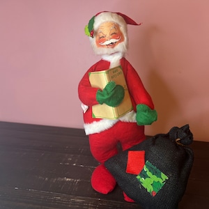 Vintage Annalee Dolls - 1963 Santa with Burlap Sack; Cute Vintage Christmas Holiday Plush Decor; Handmade Christmas Doll Home Decor