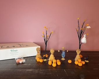 Rayon 56 : accessoires d'Halloween, lot de 22 ; Série Halloween Village des Neiges - Département 56 - A LA RETRAITE ; Décorations d'automne vintage pour village d'Halloween