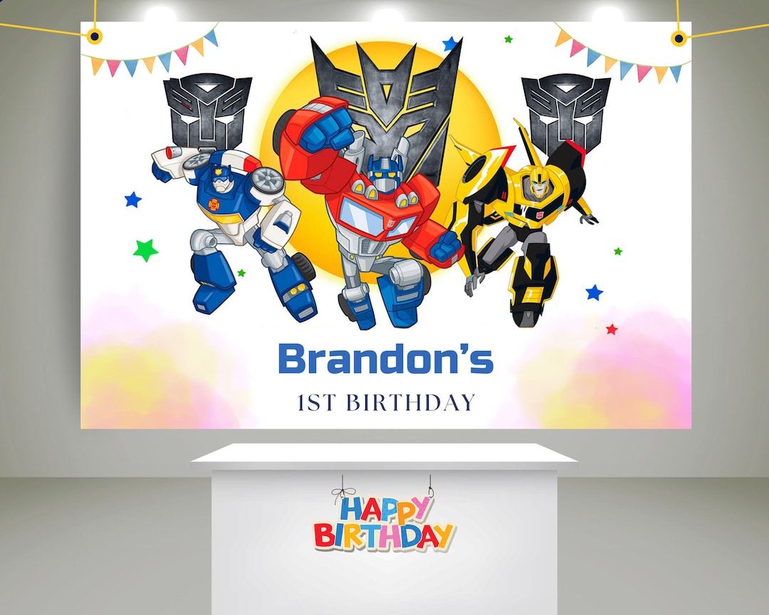 Transformer Tenplate Transformers Birthday Backdrop Template Rescue Bots Party Banner ...