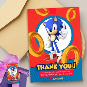 Carte de remerciement Super Sonic à téléchargement immédiat Carte de remerciement Sonic le hérisson Invitation Sonic Cartes-cadeaux Sonic Carte de remerciement Sonic Gamer