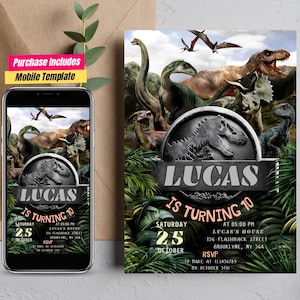 Jurassic Birthday Invite Jurassic Birthday Party Jurassic Party Invite Dinosaur Party Invitation Dinosaur World Invite T-Rex Party Invite