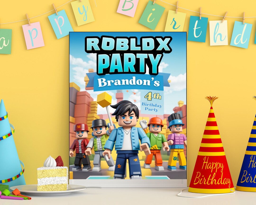 Roblox Birthday Banner Roblox Theme Welcome Greeting Card Roblox ...