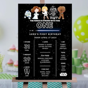 Star Wars Birthday Milestone Star Wars Party firma la fuerza es fuerte con este cartel de Milestone firma invitación de cumpleaños de StarWars Milestone