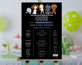 Star Wars Birthday Milestone Star Wars Party sign the force is strong with this one Milestone poster sign StarWars Milestone birthday invite