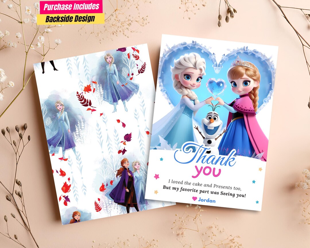Frozen Thank You Card Princess Elsa Frozen Girl Gift Evite Frozen ...