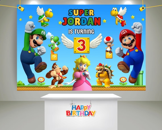 スーパーマリオブラザーズの誕生日バナー、スーパーマリオのバナー