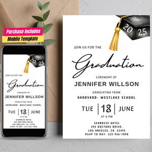 Graduation Party Invitation card Class of 2025 Invite Graduation Announcement card Graduation invitation template Editable graduation invite