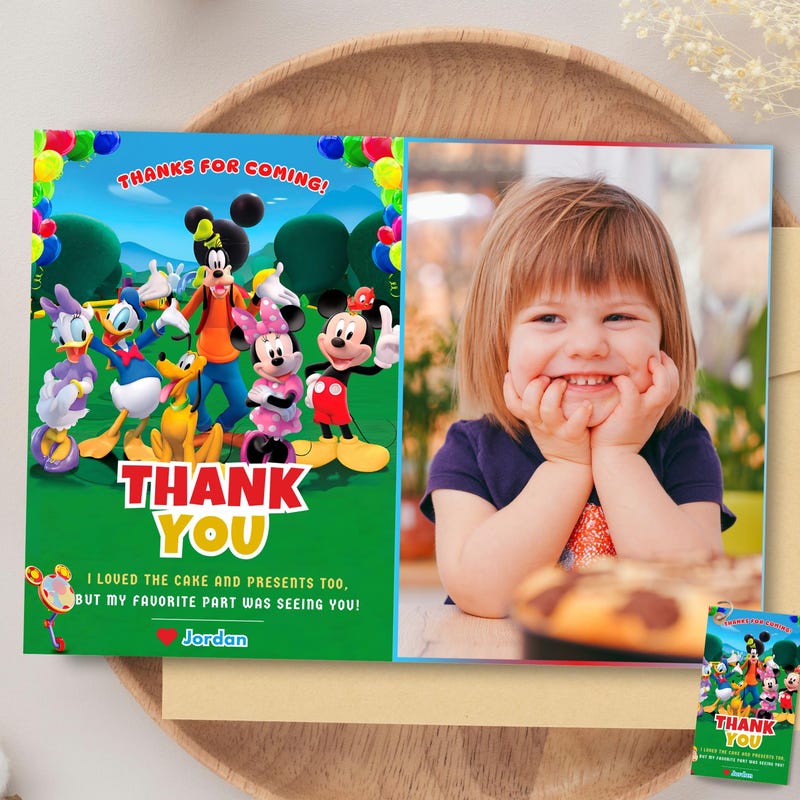 Mickey Mouse Thank You Cards - Etsy