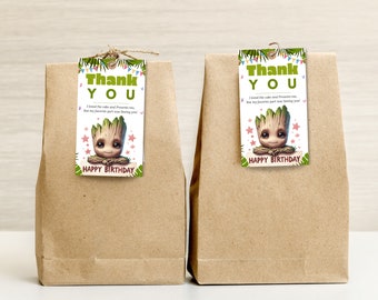 Groot Inspired Gift Tag Cute Guardians of the Galaxy Theme Birthday Presents tag Groot Thank You Tags Guardians Inspired Groot Favor Tags