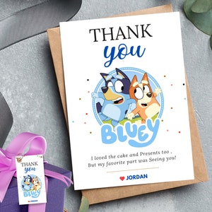 Tarjetas de agradecimiento de perro azul Notas de agradecimiento de dibujos animados lindos Conjunto de tarjetas de agradecimiento inspiradas en azul Diseño de perrito adorable Cachorro ilustrado Gracias