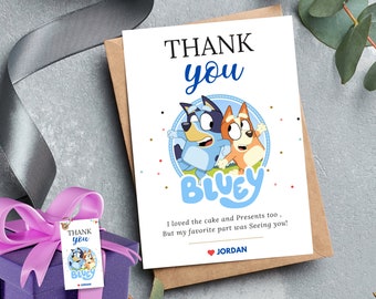 Cartes de remerciement chien bleu Notes d'appréciation de dessin animé mignon Jeu de cartes de remerciement inspirées du bleu Adorable levrette illustré chiot Merci