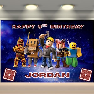 Personalised Roblox banner Roblox Kids Birthday Banner Printable Roblox Backdrop Roblox Wall decor Digital Roblox Theme banner Roblox Party