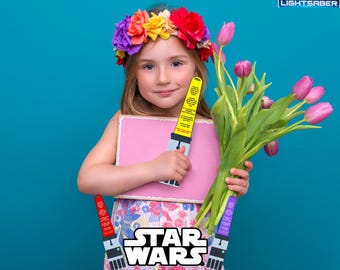 Starwars light saber invitation pull out of the handle Star wars Birthday Lightsaber StarWars Party DIY Colorfull Light saber Star Wars card