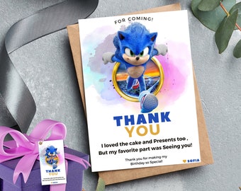 Super Sonic thank you card Instant Download Sonic the HEDGEHOG thank you cards printable invitation Sonic gift cards sonic gamer invitation