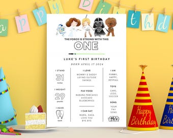 Star Wars Inspired Birthday Milestone Star Wars Party Invitation the force is strong with this one Milestone poster StarWars birthday invite